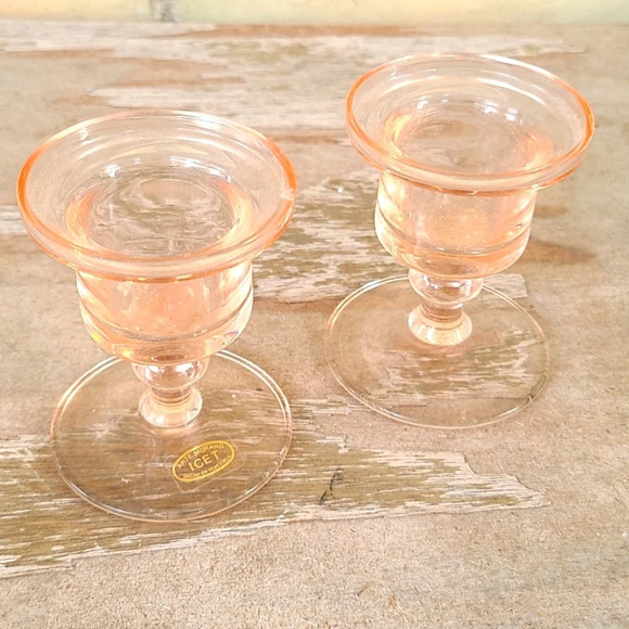 Pink Munro Depression Glass Candle Holders - Picture 3 of 6